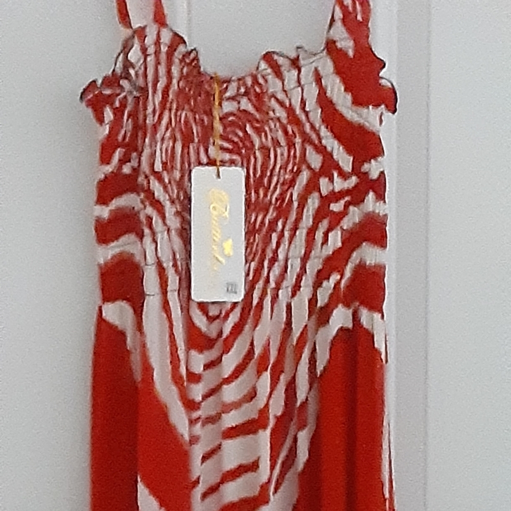 Red and cream sundress